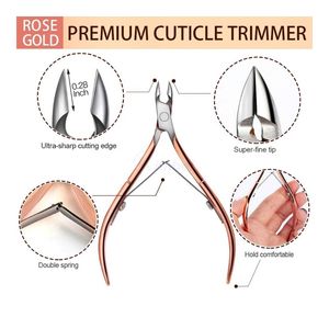 Coupe-cuticules professionnel en acier inoxydable, finition or rose, coupe-ongles, éliminateur de peaux mortes, outil de manucure pour usage en salon - Product Image 3