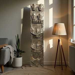 Panel de Pared de Madera Tribal Naga de la India, Tallado a Mano, Decoración Arquitectónica, Estilo Rústico Antiguo, para Interiores de Hotel, Combinable, 1 Contenedor - Product Image 1