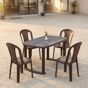 Modern Durable Plastic <b>Foldable</b> <b>Dining</b> <b>Table</b> and <b>chairs</b> set Waterproof <b>Dining</b> Room Furniture 6-Seater Apartment Warehouse Hotel - Product Image 2