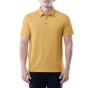 Polo de Manga Corta Amarillo Sólido para Hombre, 100% Algodón, Tejido Transpirable Informal, Corte Regular - Product Image 3