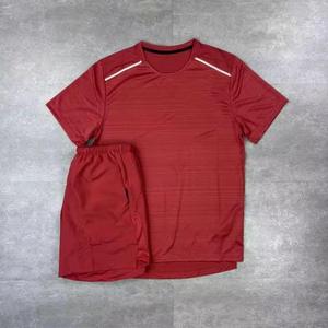 Summer Men Sports Reflective Skin Friendly Running <b>Set</b> Short Sleeve t Shirts Shorts 2 Pieces Lightweight Workout Gym Tracksuit - Product Image 3