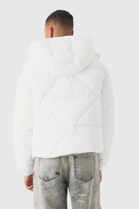 Hot Selling 100% Polyester Winter Abstract Quilted <b>Puffer</b> <b>Jacket</b> <b>White</b> Windproof Waterproof Stand Patchwork Design Custom Bubble - Product Image 3