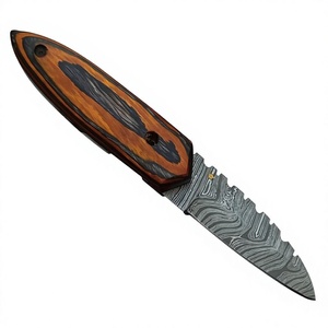 Cuchillo Plegable de Caza de Acero de Damasco de Grado Industrial BA Enterprises, Hecho a Mano, Mango de Madera, Hoja Recta de 7 Pulgadas, 1 Año de Garantía - Product Image 1