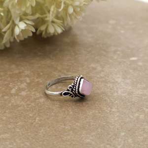 Vintage Handmade Pink Rose Quartz Gemstone Brass <b>Ring</b> 925 Silver Plated Adjustable Square <b>Statement</b> Boho Hippie Unisex <b>Ring</b> - Product Image 2