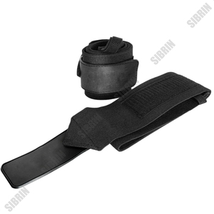 Sibrin Custom Logo Pure <b>Black</b> Wrist <b>Wraps</b> Heavy Duty Elastic Gym Support for Powerlifting Weightlifting Wrist Support 18 In - Product Image 1
