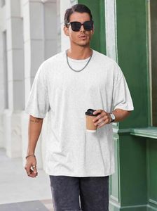 Camiseta Oversize Moderna para Hombre, Corte Holgado, Cuello Redondo de Algodón, Manga Corta, Hombros Caídos, Estilo Urbano Casual, Ropa de Calle Transpirable para Verano - Product Image 5