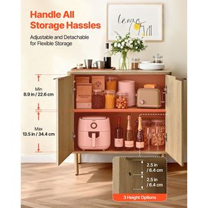 Credenza da Caffè a 2 Ripiani Scanalata Stile Mid-Century con 4 Ante Scorrevoli e Buffet a 4 Ripiani - Product Image 4