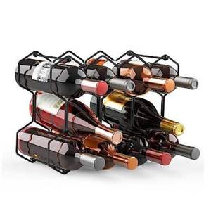 Porte-bouteilles empilable moderne en métal pour comptoir, support de rangement et présentoir de 8 bouteilles sur pied pour la maison et la cuisine - Product Image 1