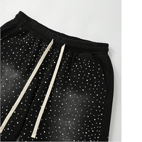 Pantalones Cortos Casuales de Hombre, Cintura Media, Personalizados, con Cordón, 100% Algodón, Tejido de Lana Lavado al Ácido, de Alta Calidad, Estilo Urbano