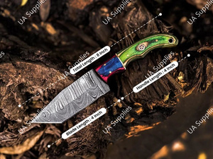 มีดล่าสัตว์ดามัสกัสเหล็กกล้าคมกริบ ด้ามไม้ ยาว 203 มม. ใบมีดแบบ Fixed Blade ปลายแหลม คุณภาพอุตสาหกรรม ราคาส่งที่ดีที่สุด - Product Image 4