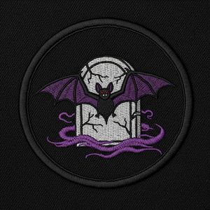 Parche bordado termoadhesivo redondo de murciélago morado y cementerio de vampiros, insignia bordada para ropa, chaqueta, aplique DIY personalizado - Product Image 1