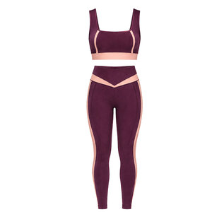 Ensemble de yoga pour femmes pour la remise en forme, la salle de sport, l'entraînement, tissu respirant en spandex/polyester, écologique, résistant, séchage rapide, confortable - Product Image 1
