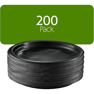 100pcs Lightweight 10 Inch <b>Black</b> Plastic Dinner <b>Plates</b> Disposable for Parties and Weddings - Product Image 3