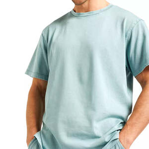 Ensemble décontracté d'été deux pièces pour hommes, délavé à l'acide, t-shirt et short en coton respirant, faible MOQ - Product Image 3