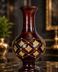Rustic Wooden Flower <b>Vase</b> Brass Decorative <b>Vase</b> Handmade Sheeshamwood Tabletop Decor for Home Office - Product Image 5