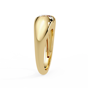 Anillo de compromiso y boda moderno con diamante solitario redondo cultivado en laboratorio, engastado en bisel, de oro amarillo de 14K, personalizado, OEM, al por mayor - Product Image 4
