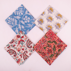 Pañuelos de algodón estampados vintage para mujer, pañuelos decorativos con motivos florales y de paisley, juego multicolor. - Product Image 1