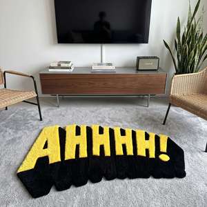 ¡Moderno! Alfombra de área estilo cómic hecha a mano, alfombra amarilla y negra de arte pop para decoración de sala de estar y dormitorio - Product Image 3