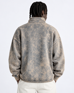 Sudadera de Forro Polar con Cierre de Cremallera y Cuello Alto para Hombre, Estilo Tie Dye, Holgada, con Bolsillo, Informal, para Otoño - Product Image 3