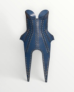 <b>Gothic</b> Punk Style Rivet Stud Detailed Genuine Leather Women <b>Corset</b> Sample & Customization Available - Product Image 5
