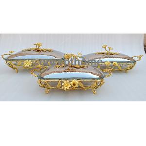 Plat en verre de luxe avec couvercle et motif floral décoratif, plat de service élégant pour la maison, l'hôtellerie et la restauration, logo accepté, style occidental. - Product Image 5