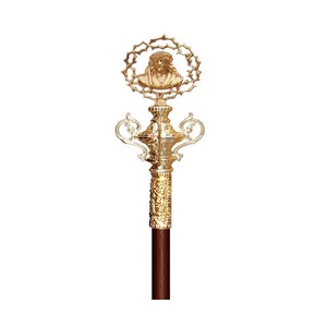 Crosse de Luxe en Laiton Faite à la Main pour Évêque, Bâton Religieux Cérémoniel Doré avec Motif Dragon Ornamenté, Fournitures d'Église - Product Image 2