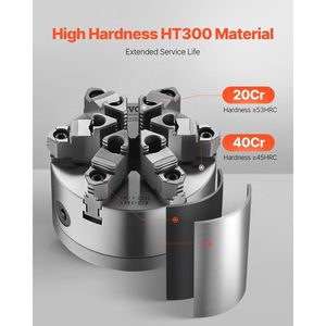 6-Inch 6-Jaw Lathe Chuck with Self-Centering Feature D1-4 <b>Cam</b> <b>Lock</b> Backing Plate 0.12-5.71 (3-145 Mm) Clamping Range - Product Image 2