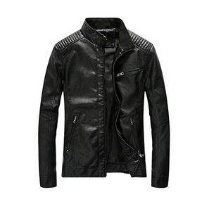 New Style Man <b>Leather</b> <b>Jacket</b> Men Black Slim Fit Motorcycle Lightweight Custom Your Own Logo - Product Image 2