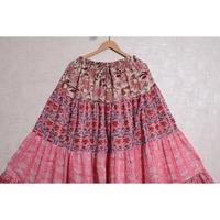 Jupe longue décontractée en coton pour femme, patchwork respirant, écologique, style bohème, maxi jupe faite à la main, imprimé vintage indien pour festival