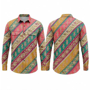 เสื้อเชิ้ตแขนยาวลายดอกไม้สำหรับผู้ชาย ผ้าโพลีเอสเตอร์ พิมพ์ลายแบบซับลิเมชั่น สวมใส่สบาย ดีไซน์ทันสมัยสำหรับทำงาน - Product Image 1