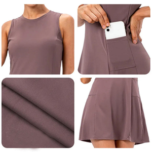 Robe de tennis 2-en-1 pour femme avec short intégré, poches, sans manches, pour le golf, le pickleball, la pratique sportive, vente en gros OEM - Product Image 4