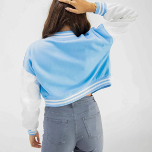 OEM ODM Women <b>Crop</b> Varsity <b>Jacket</b> Baseball Letterman Custom Streetwear Sample Service Available Bulk Orders - Product Image 5