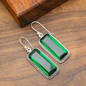 Boucles d'oreilles en diopside chromé, faites à la main, élégantes, en argent sterling 925, bijoux en diopside naturel, cadeau de Thanksgiving - Product Image 3