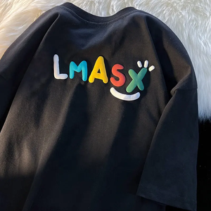 Camiseta Oversize Holgada Unisex con Cuello Redondo y Estampado Puff, 100% Algodón, Moda Masculina - Product Image 5