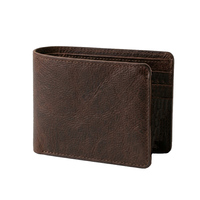 Portefeuille Homme Slim en Cuir Véritable avec Fermeture Ouverte, Protection RFID, Doublure Polyester, Design Panneauté Tendance, Multifonctionnel, pour Professionnels, OEM