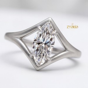 Trendy Minimalist Marquise Cut Lab Grown Diamond Engagement <b>Ring</b> <b>Solitaire</b> Setting 14K 18K Gold Bridal Wedding Party Proposal - Product Image 4