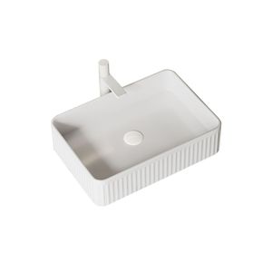 Lavabo in Ceramica Bianco Rettangolare a Strisce 20 Pollici Senza Rubinetto o Mobiletto NO NO NO! - Product Image 1