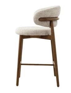 Modern Upholstered Solid Wood <b>Bar</b> <b>Stool</b> with Fabric Seat Counter <b>Height</b> Dining Chair for Home Gym Cafe - Product Image 2