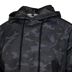 OEM <b>Black</b> Solid Hooded <b>Men</b> Activewear Pullover <b>Sweatshirt</b> Adjustable Drawstring Kangaroo Pocket 100% Cotton Eco-Friendly - Product Image 3