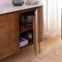 Buffet Vandana Stellar Lyra en bois de mangue et marbre de Sienne