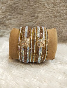 Luxury Embroidery Work Pearl Zinc Alloy Bangles for Women Handmade Designer Jewelry Wedding Festive Wear Gifting India - Product Image 4