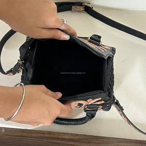 NEW Small Hand <b>Tooled</b> Genuine Cowhide <b>Leather</b> Speedy Duffel Bags Stylish with Zipper Closure Western Crossbody Bag for Unisex - Product Image 6