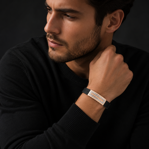 18KT Gold <b>Black</b> Ceramic Diamond Frame Bracelet for Men High <b>Polish</b> Geometric Luxury Wedding Party Daily Wear Gift Jewelry - Product Image 1