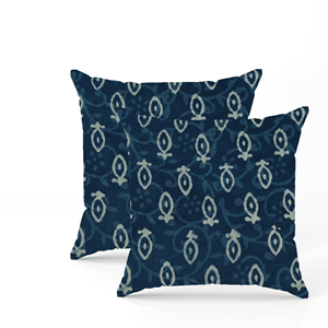 Funda de Cojín de Algodón Índigo con Estampado a Mano, Funda de Almohada Decorativa Floral Boho, Decoración Étnica Hecha a Mano para Sala de Estar - Product Image 1