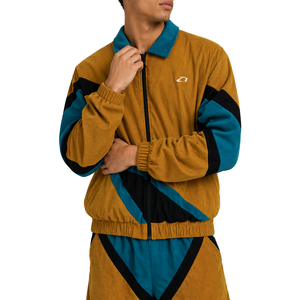 Ensemble survêtement homme rétro personnalisé OEM, coupe-vent imperméable réfléchissant en coton avec logo frontal, veste zippée épaisse et short, sweats à capuche - Product Image 1