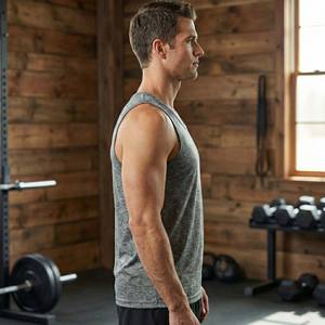 Débardeur de sport pour hommes en gros, séchage rapide, anti-humidité, gilet de fitness, logo personnalisé, maillot de musculation sans manches 100% coton - Product Image 3