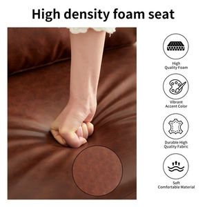 44 W Small Modern Futon Sofa Bed Faux Leather Loveseat Couch with Wider Seat Depth 2-Seater Sleeper Love Seats - Product Image 3