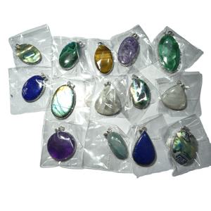 Bijoux de mode classiques 2026, cristaux et pierres précieuses assortis, formes variées, sertissage clos, breloques en quartz rutile, argent, unisexe - Product Image 1