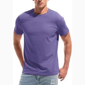 T-shirt uni pour homme avec logo personnalisé, couleur unie, manches courtes, col rond, respirant, décontracté, été, vente en gros, faible MOQ - Product Image 2