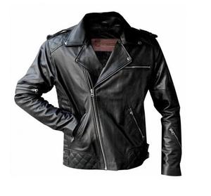 Chaqueta Bomber de Cuero Genuino Negro para Hombre, Cuello Camisero, Cierre de Cremallera, Corte Regular, Estilo Otoñal, Chaqueta de Motociclista - Product Image 5